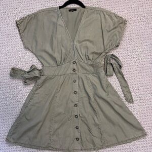 Vintage wash Tencel Button front Dress olive green size small